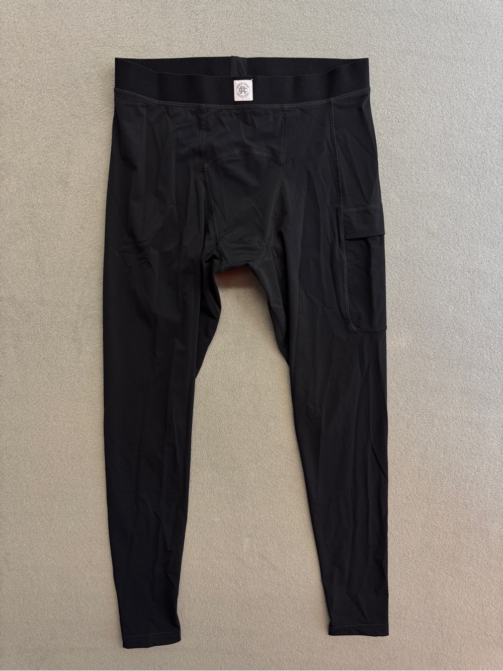 Reigning Champ Tights Large Men's Performance Base Layer Running Gym Nylon Black